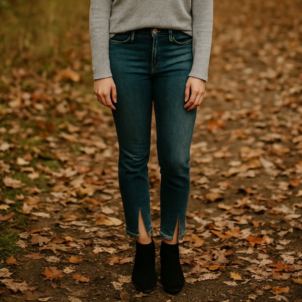 FRAME Denim Le Nouveau Straight Crop Split Hem Jean 26 Sheffield